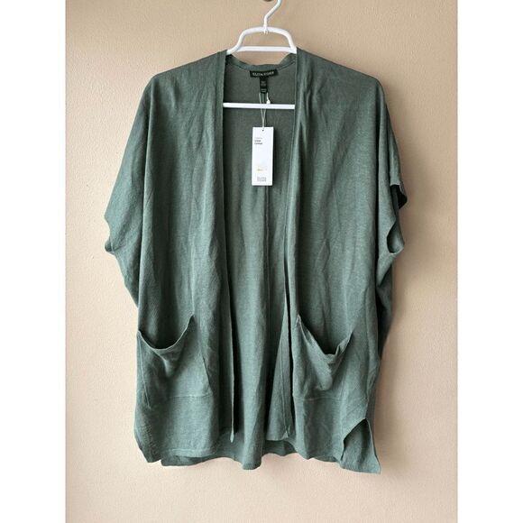 Eileen Fisher Nori Open Front Green Short Sleeve Cardigan Women's Size XXS - Picture 1 of 2